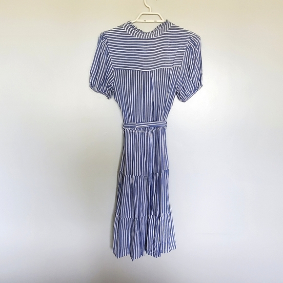 NWOT Monteau Tie-waist Midi Dress Vintage Striped Blue & White - Size Sm… - Picture 2 of 11